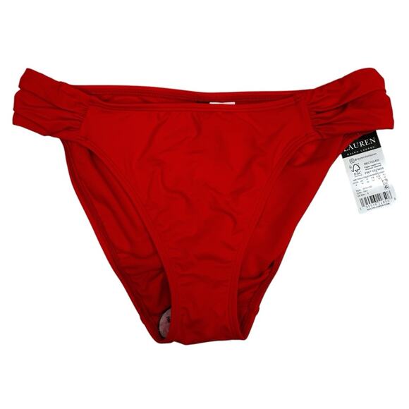 Lauren Ralph Lauren Beach Club Solids Shirred Hipster bottom orange - 8 - Picture 3 of 11